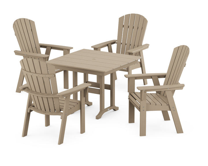 POLYWOOD® Nautical Curveback Adirondack 5-Piece Farmhouse Dining Set