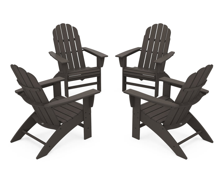 POLYWOOD® 4-Piece Vineyard Curveback Adirondack Chair Conversation Set
