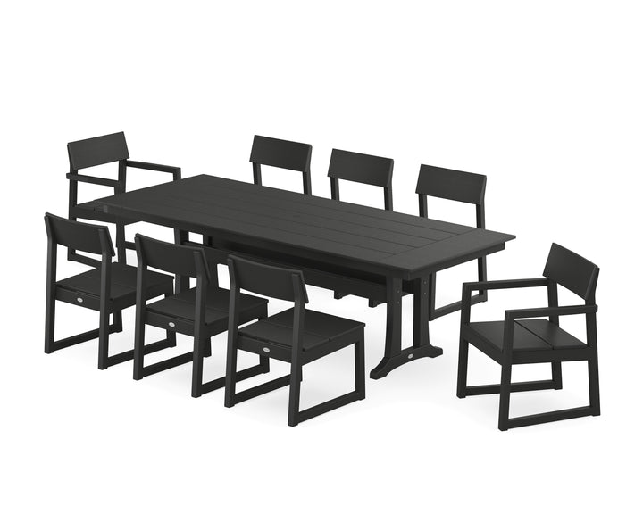 POLYWOOD® EDGE 9-Piece Farmhouse Dining Set with Trestle Legs