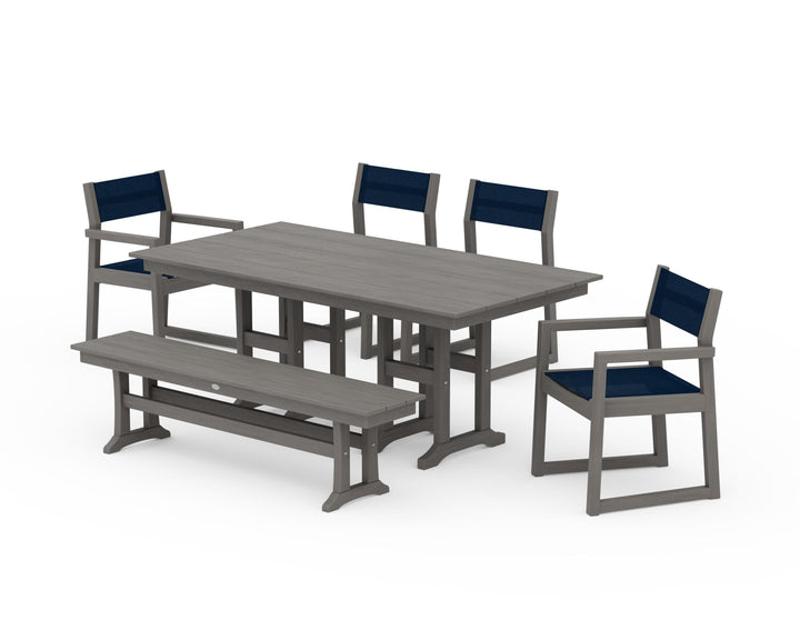 POLYWOOD® EDGE Sling 6-Piece Farmhouse Dining Set