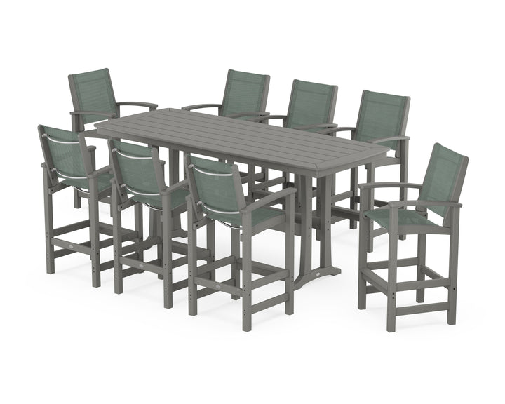 POLYWOOD® Coastal 9-Piece Bar Set with Trestle Legs