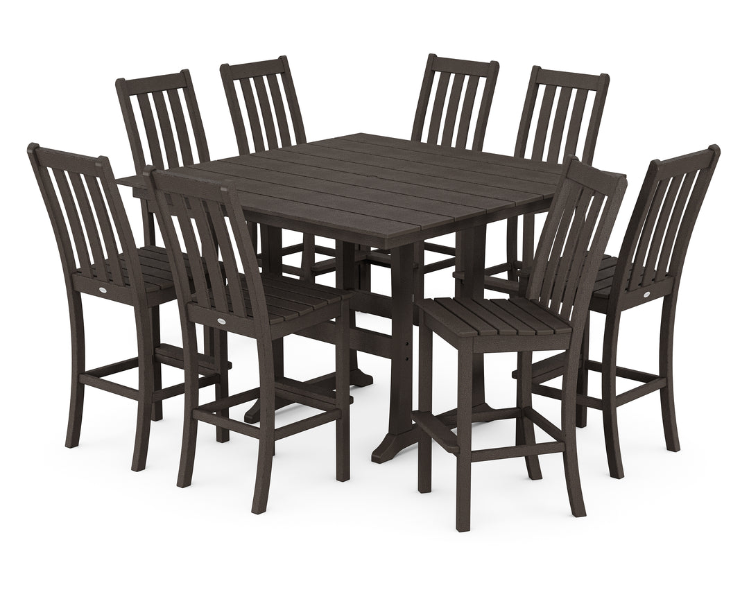 POLYWOOD® Vineyard 9-Piece Farmhouse Trestle Bar Set
