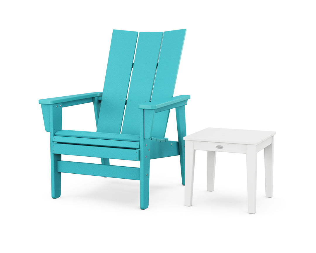 POLYWOOD® Modern Grand Upright Adirondack Chair with Side Table