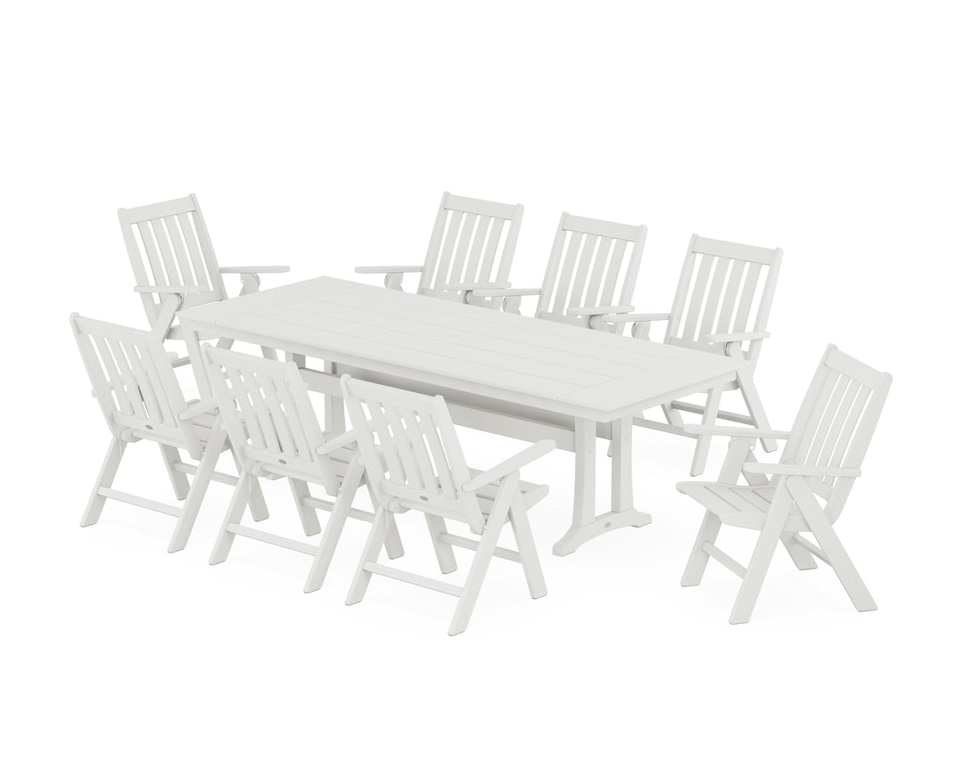 POLYWOOD® Vineyard Folding 9-Piece Farmhouse Dining Set with Trestle Legs