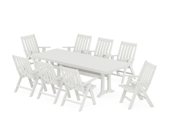 POLYWOOD® Vineyard Folding 9-Piece Farmhouse Dining Set with Trestle Legs