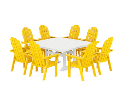 Vineyard Curveback Adirondack 9-Piece Nautical Trestle Dining Set