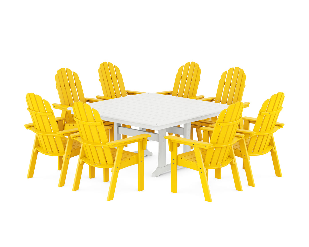 POLYWOOD® Vineyard Curveback Adirondack 9-Piece Nautical Trestle Dining Set