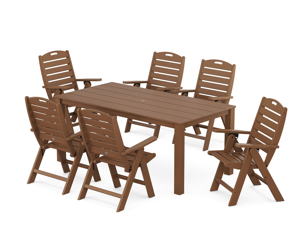 POLYWOOD® Nautical Folding Highback Chair 7-Piece Parsons Dining Set