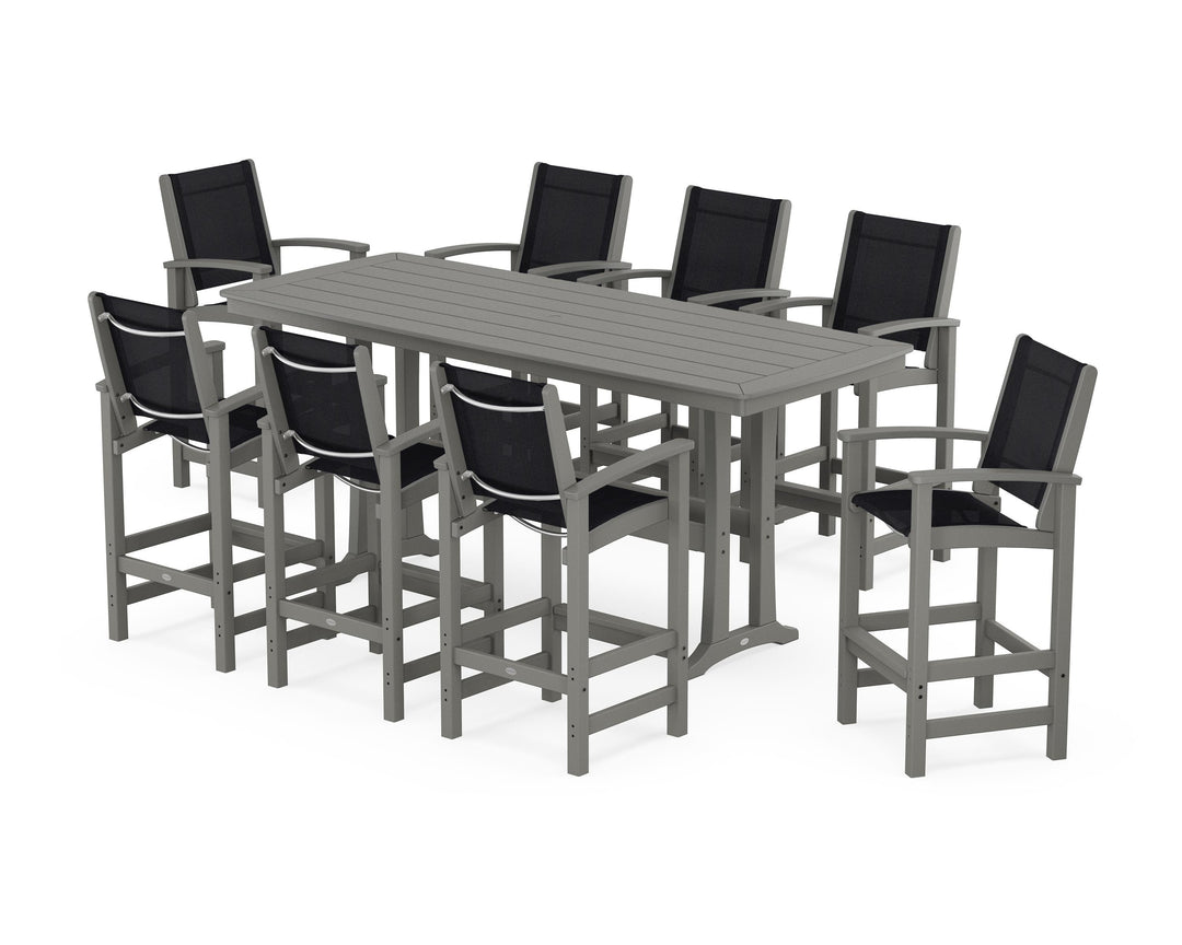 POLYWOOD® Coastal 9-Piece Bar Set with Trestle Legs