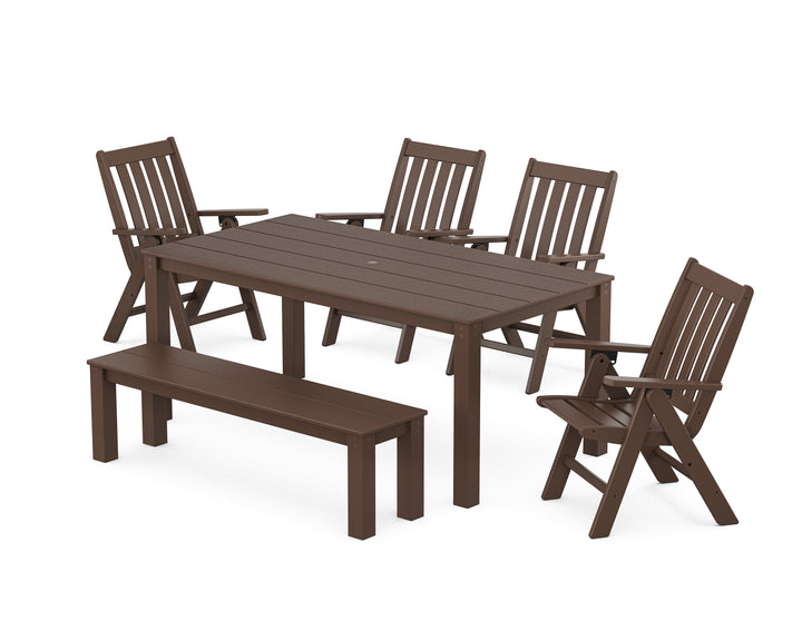 POLYWOOD® Vineyard Folding Chair 6-Piece Parsons Dining Set with Bench