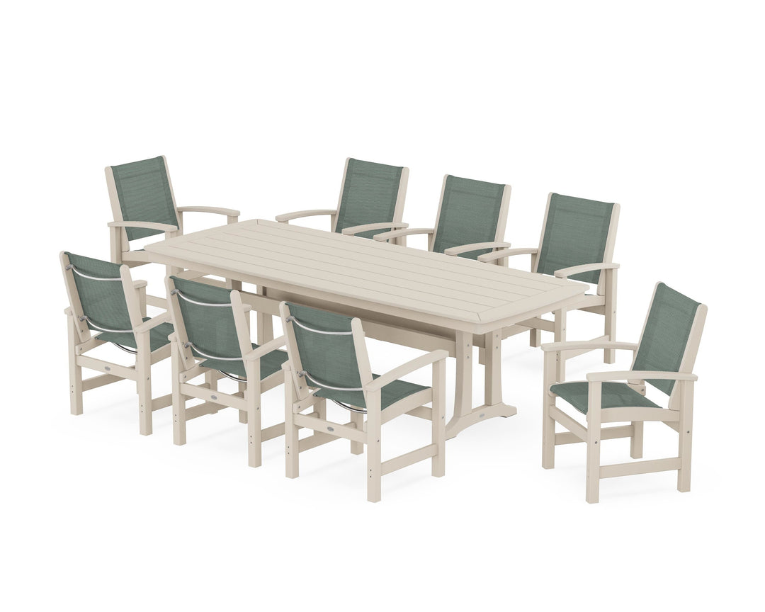 POLYWOOD® Coastal 9-Piece Dining Set with Trestle Legs