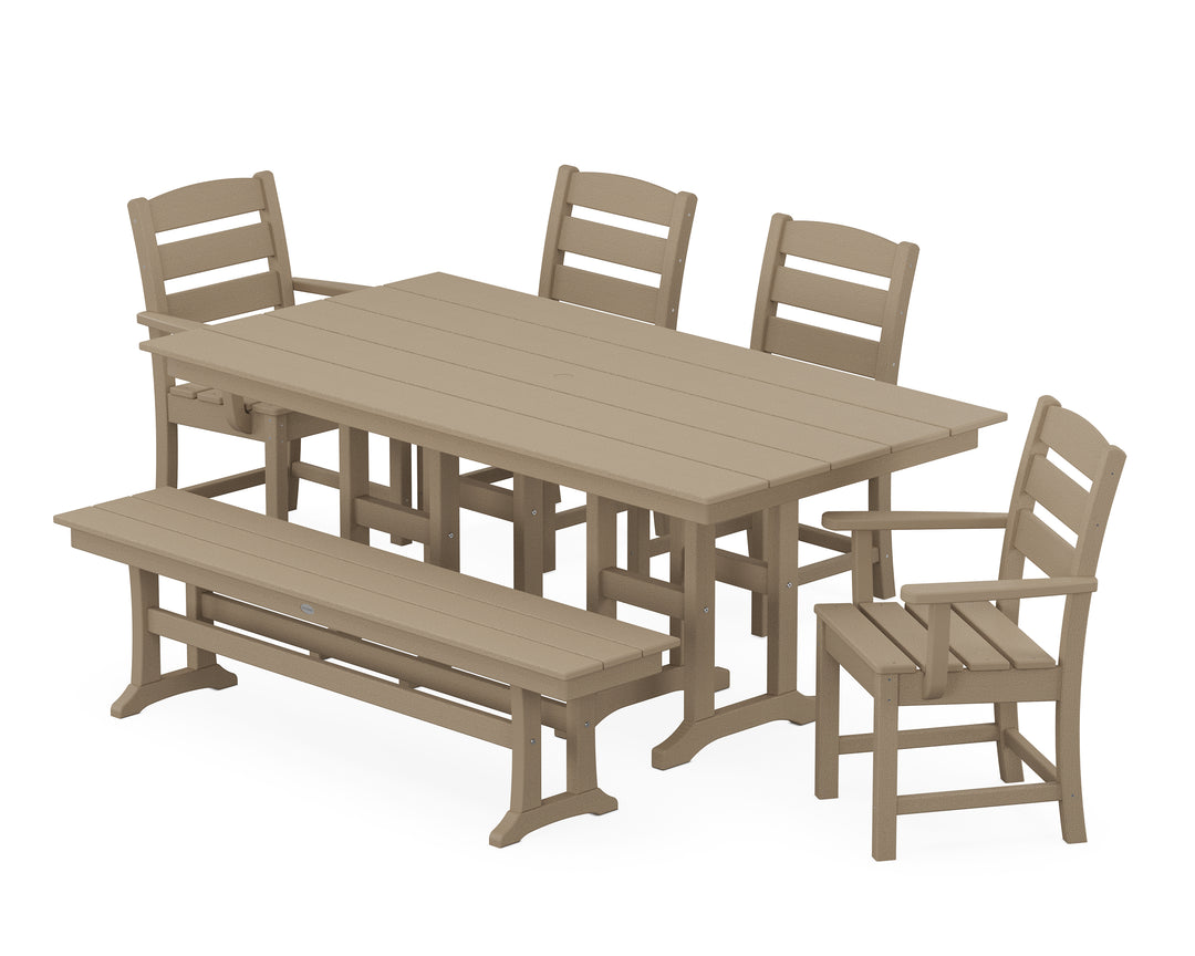 POLYWOOD® Lakeside 6-Piece Farmhouse Dining Set with Bench