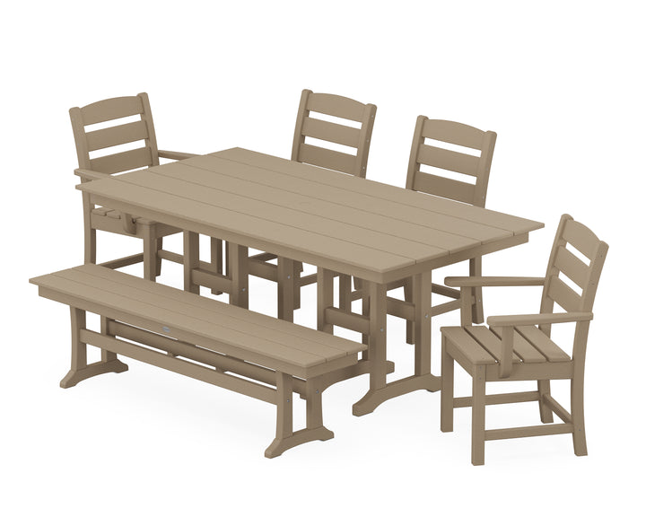POLYWOOD® Lakeside 6-Piece Farmhouse Dining Set with Bench