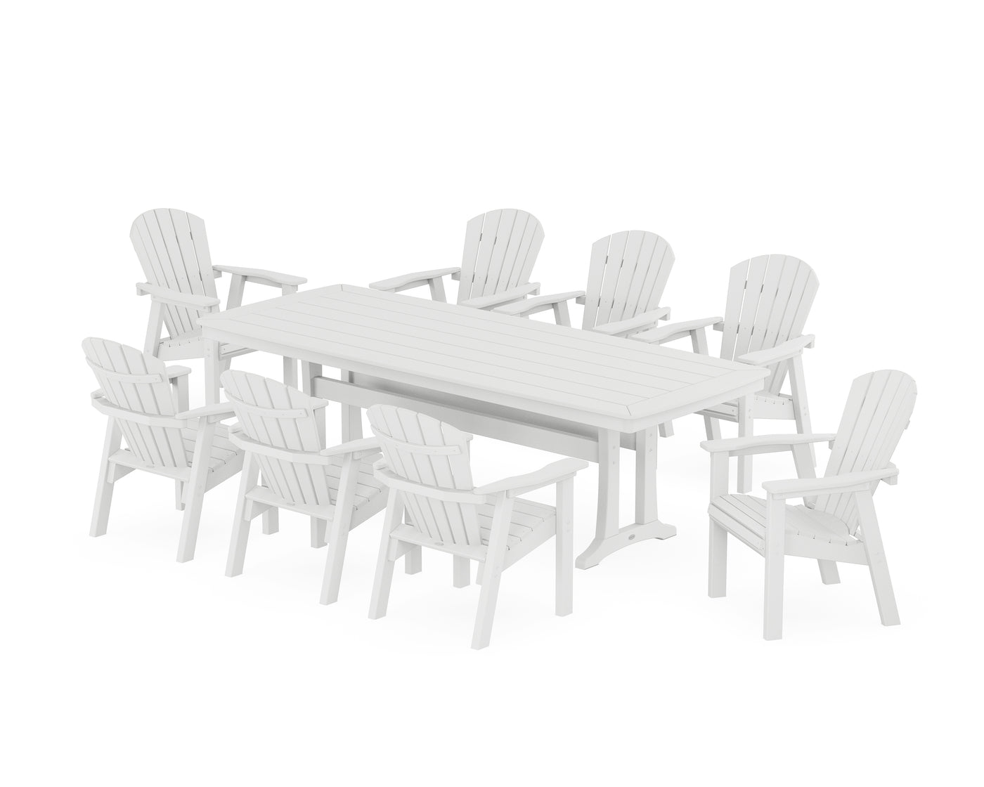 Seashell 9-Piece Dining Set with Trestle Legs