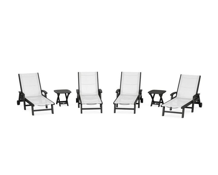 POLYWOOD® Coastal Chaise 6-Piece Set with Wheels