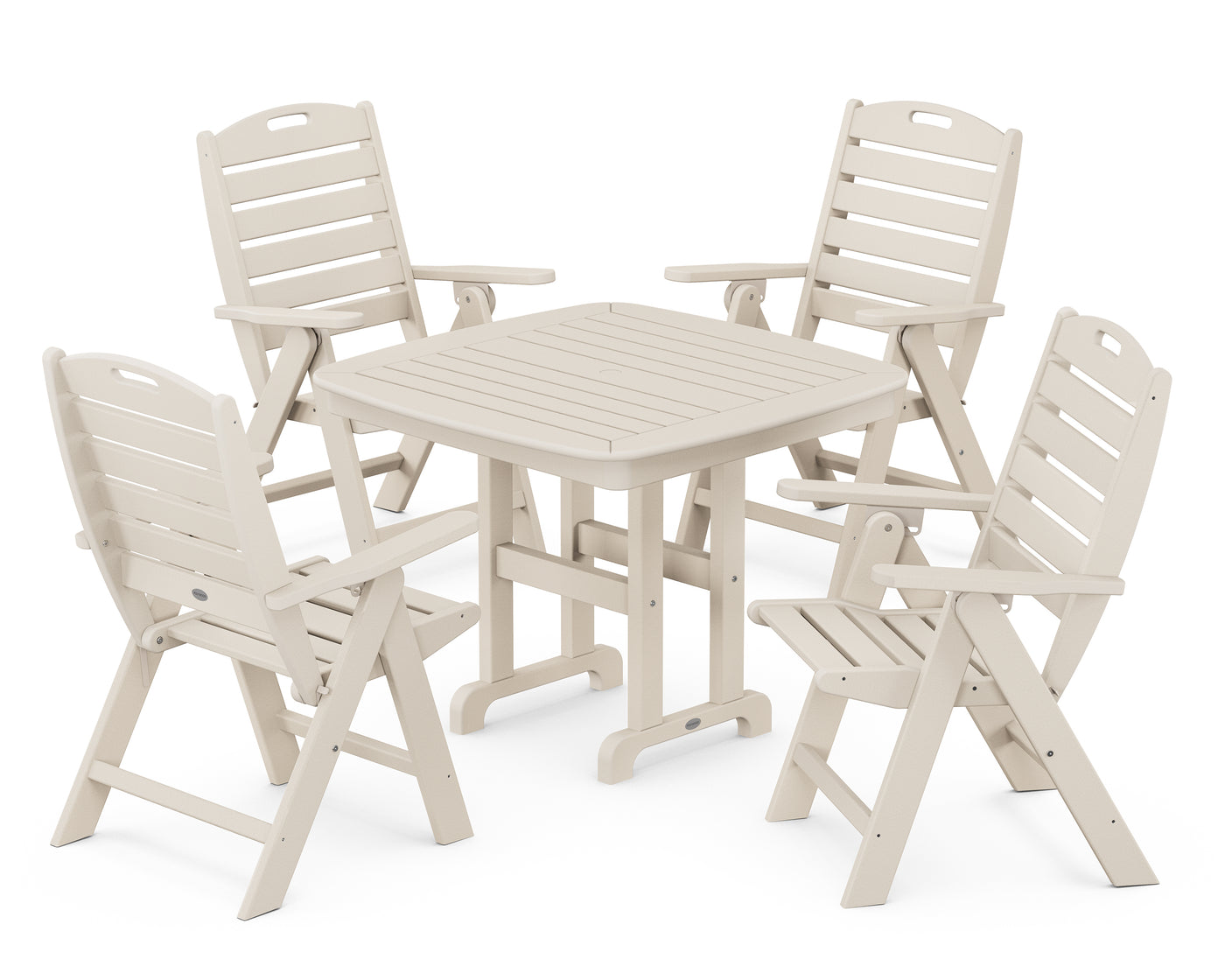 Nautical Folding Highback Chair 5-Piece Dining Set