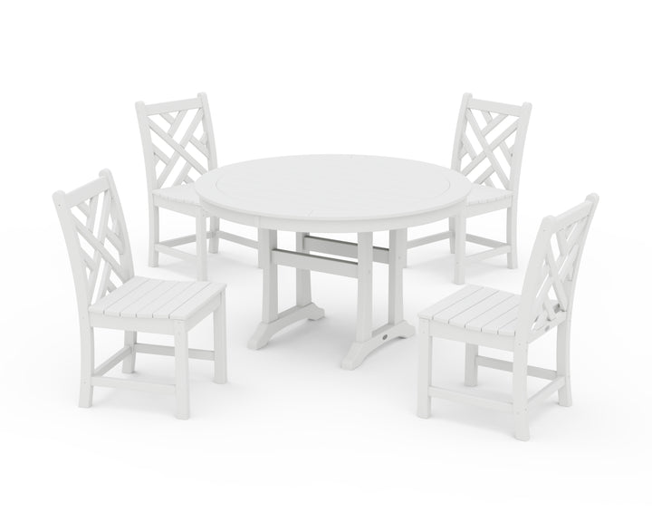 POLYWOOD® Chippendale Side Chair 5-Piece Round Dining Set With Trestle Legs