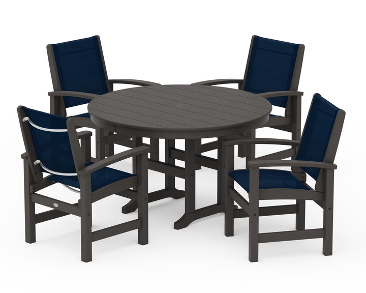 POLYWOOD® Coastal 5-Piece Round Farmhouse Dining Set