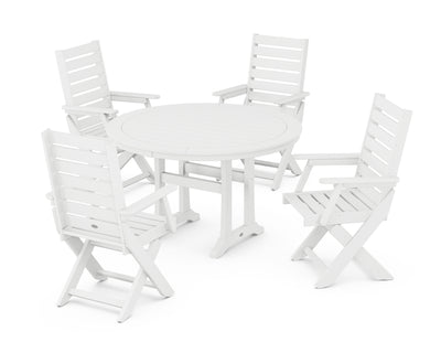 Captain Folding Chair 5-Piece Round Dining Set with Trestle Legs