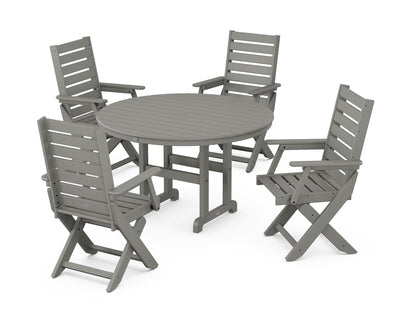 Captain Folding Chair 5-Piece Round Dining Set