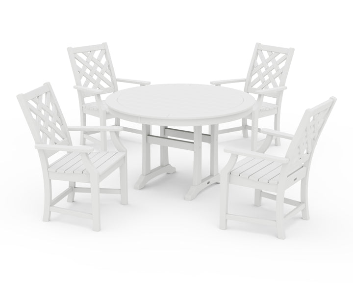 Country Living Wovendale 5-Piece Round Dining Set with Trestle Legs
