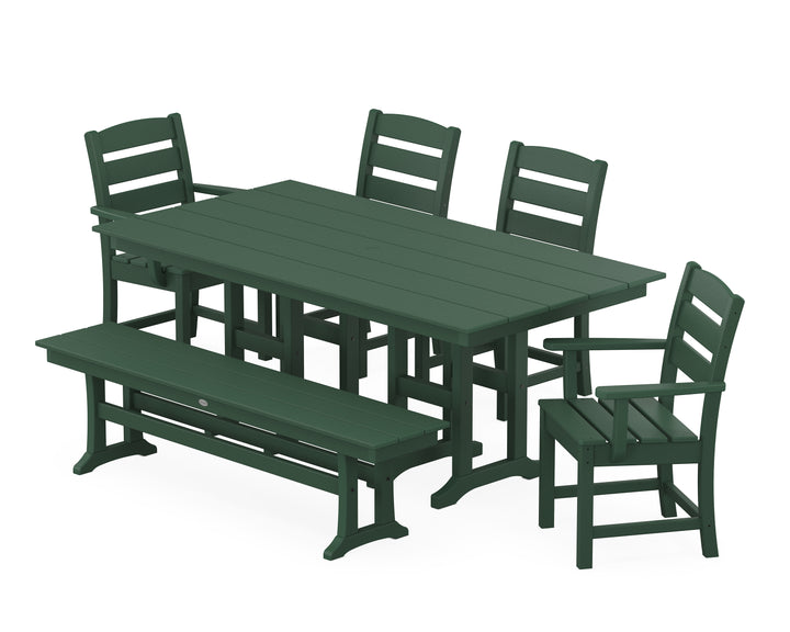 POLYWOOD® Lakeside 6-Piece Farmhouse Dining Set with Bench