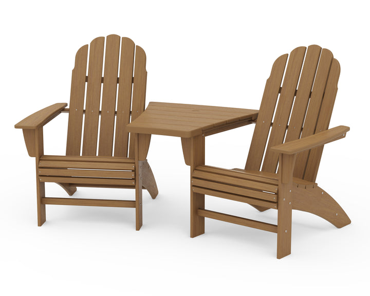 POLYWOOD® Vineyard 3-Piece Curveback Adirondack Set with Angled Connecting Table
