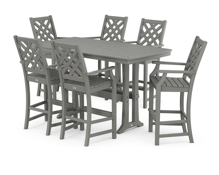 Country Living Wovendale Arm Chair 7-Piece Bar Set with Trestle Legs