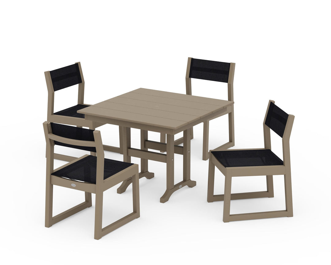 POLYWOOD® EDGE Sling Side Chair 5-Piece Farmhouse Dining Set