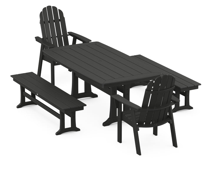 POLYWOOD® Vineyard Adirondack 5-Piece Dining Set with Trestle Legs