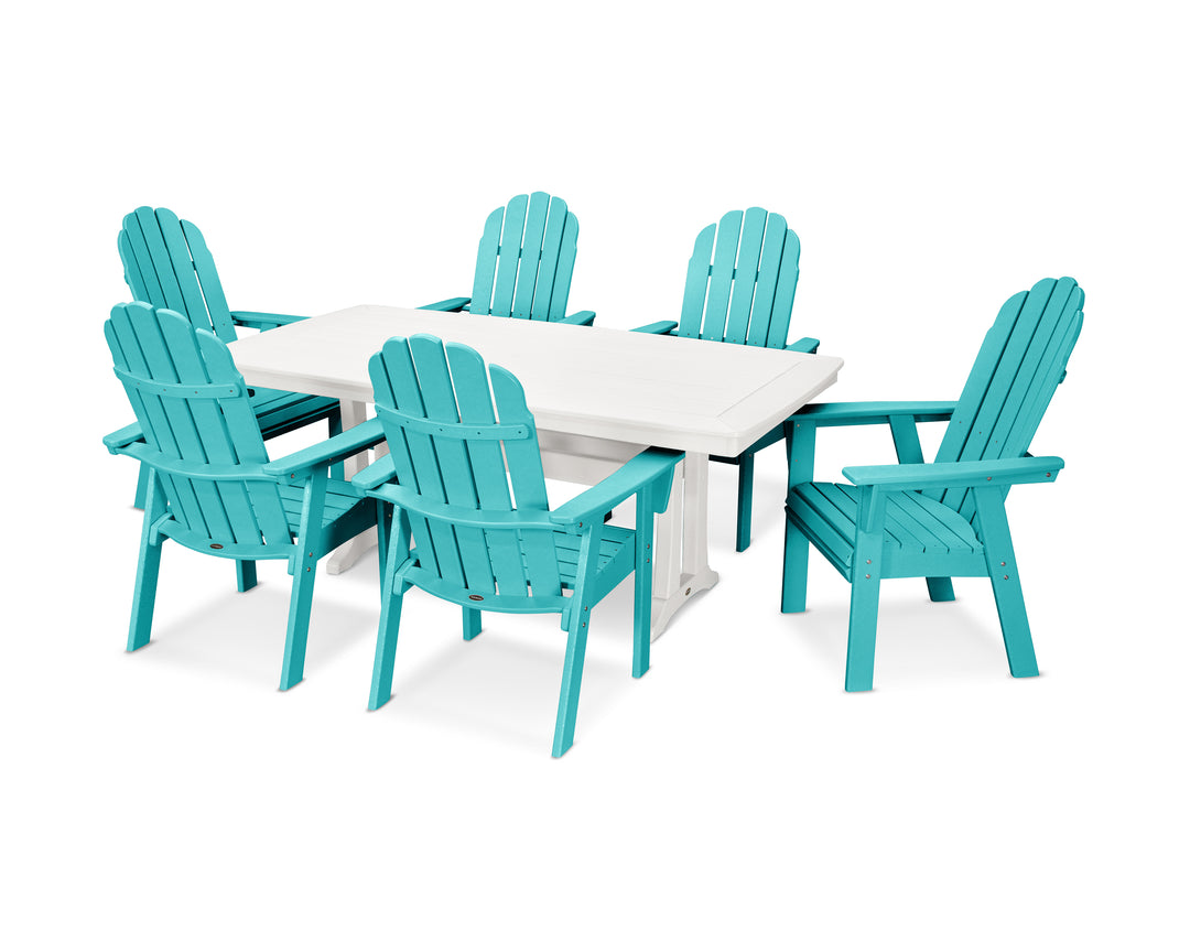 POLYWOOD® Vineyard Curveback Adirondack 7-Piece Dining Set with Trestle Legs