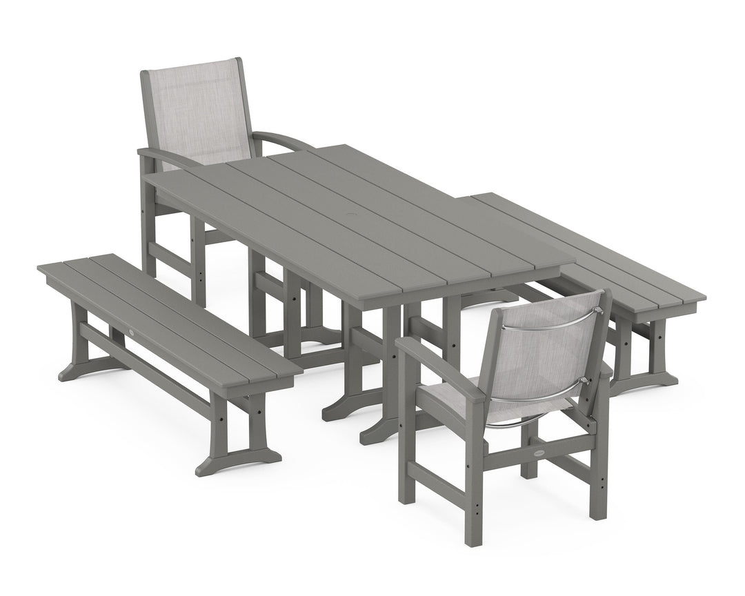 POLYWOOD® Coastal 5-Piece Farmhouse Dining Set