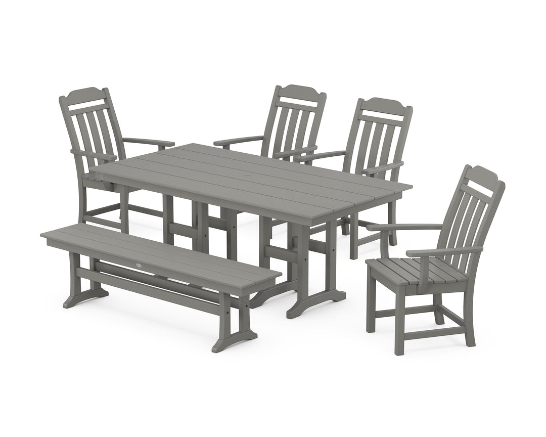 Country Living Cottage 6-Piece Farmhouse Dining Set with Bench