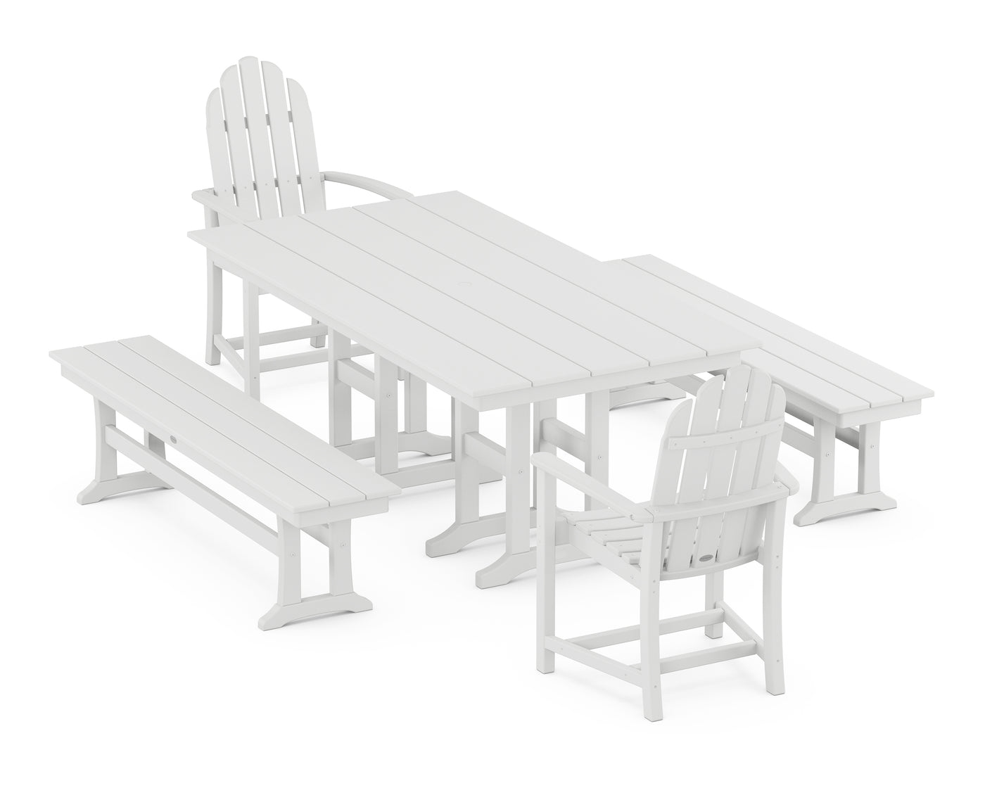 Classic Adirondack 5-Piece Farmhouse Dining Set with Benches