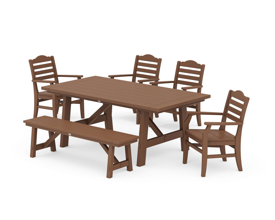 POLYWOOD® Savannah 6-Piece Rustic Farmhouse Dining Set with Bench