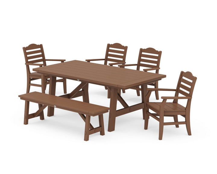 POLYWOOD® Savannah 6-Piece Rustic Farmhouse Dining Set with Bench