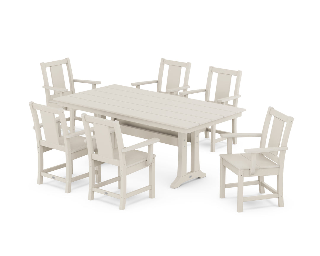 POLYWOOD® Prairie Arm Chair 7-Piece Farmhouse Dining Set with Trestle Legs