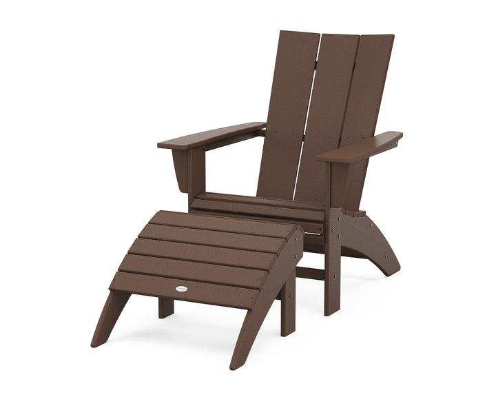 POLYWOOD® Modern Curveback Adirondack Chair 2-Piece Set with Ottoman