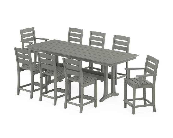 POLYWOOD® Lakeside 9-Piece Farmhouse Counter Set with Trestle Legs