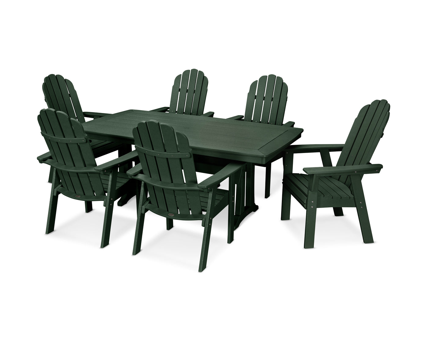 Vineyard Curveback Adirondack 7-Piece Dining Set with Trestle Legs