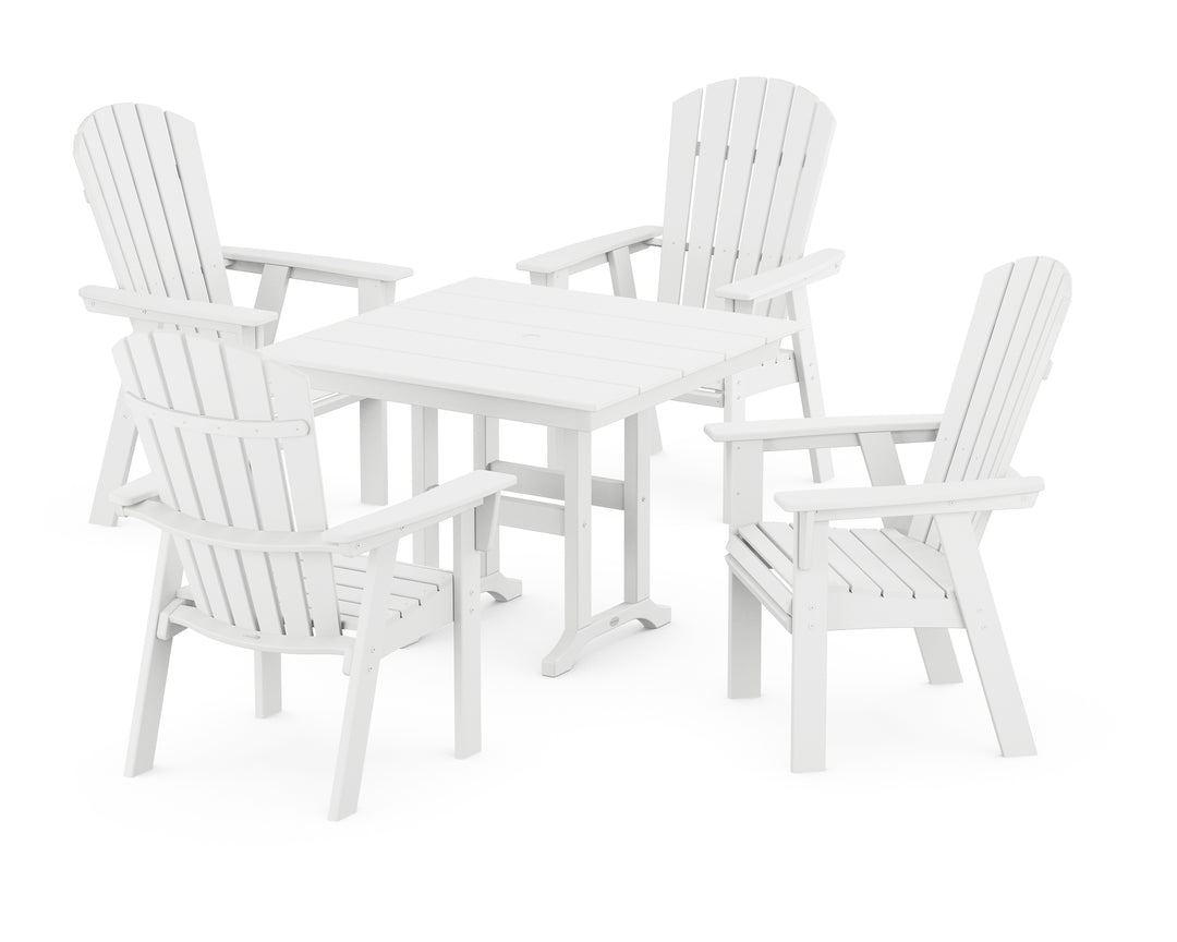 POLYWOOD® Nautical Curveback Adirondack 5-Piece Farmhouse Dining Set