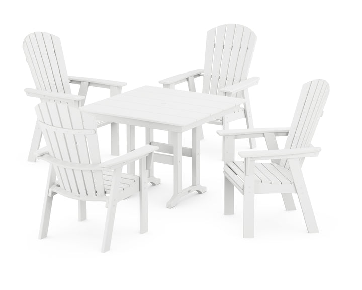 POLYWOOD® Nautical Curveback Adirondack 5-Piece Farmhouse Dining Set