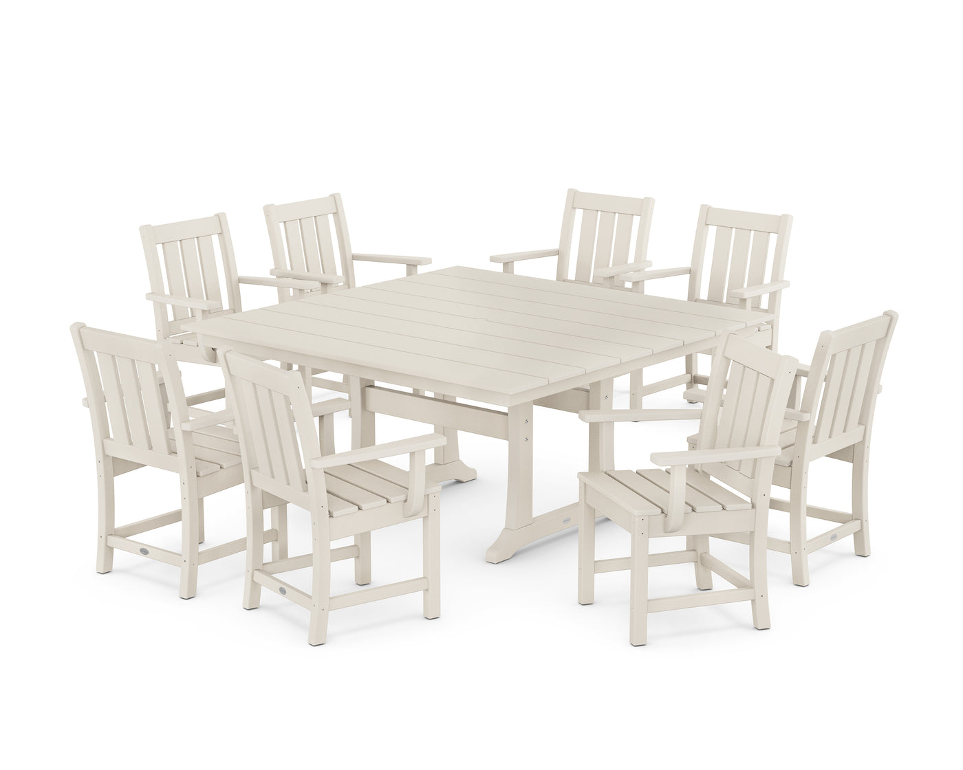 Oxford 9-Piece Square Farmhouse Dining Set with Trestle Legs