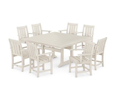 Oxford 9-Piece Square Farmhouse Dining Set with Trestle Legs