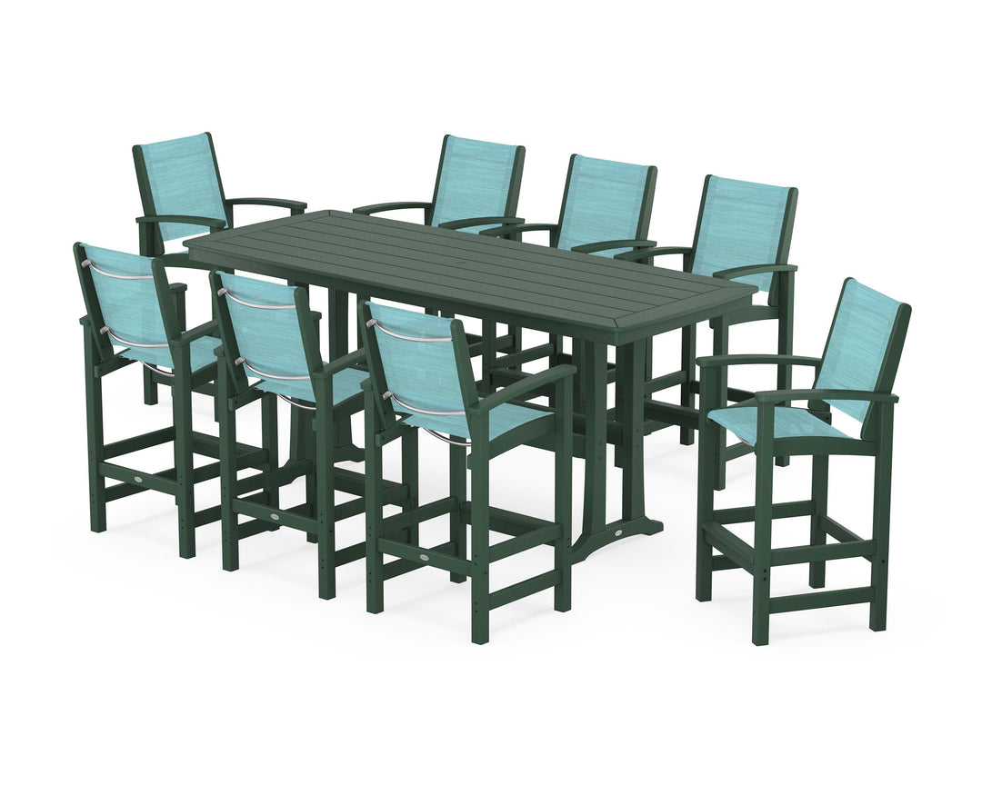 POLYWOOD® Coastal 9-Piece Bar Set with Trestle Legs
