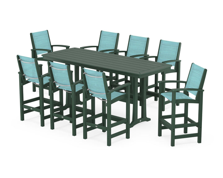 POLYWOOD® Coastal 9-Piece Bar Set with Trestle Legs