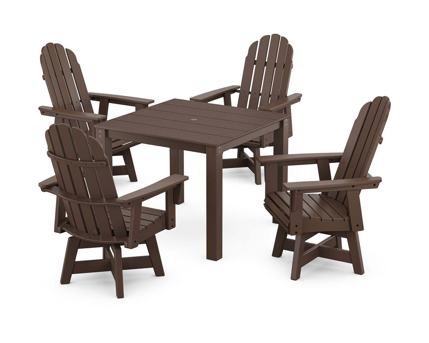 Vineyard Curveback Adirondack 5-Piece Parsons Swivel Dining Set