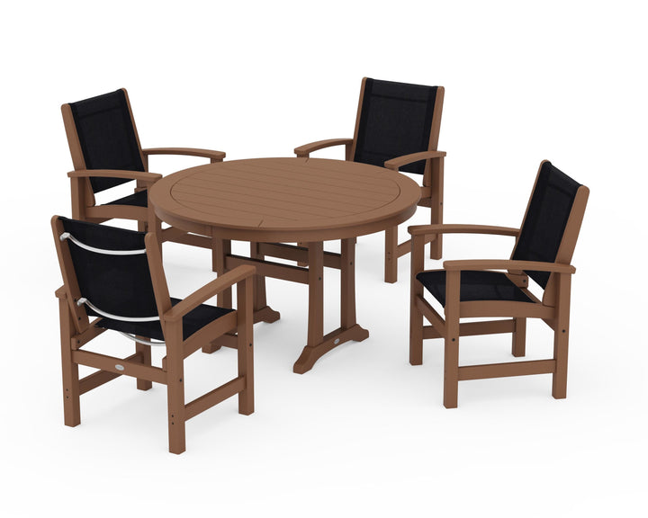 POLYWOOD® Coastal 5-Piece Round Dining Set with Trestle Legs