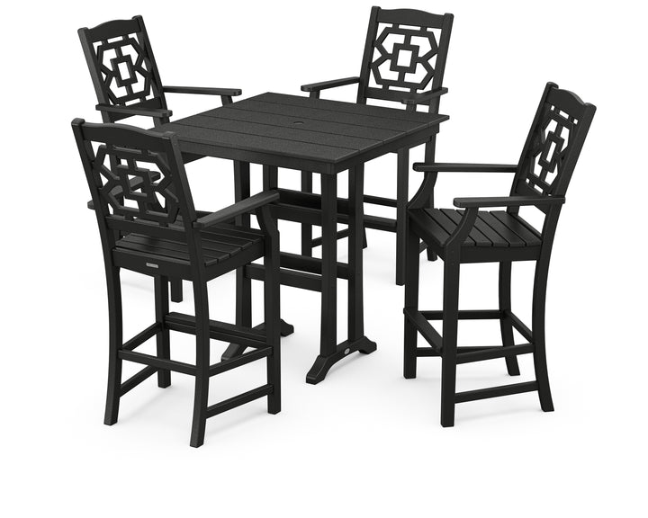 Martha Stewart by POLYWOOD® Chinoiserie 5-Piece Farmhouse Bar Set with Trestle Legs
