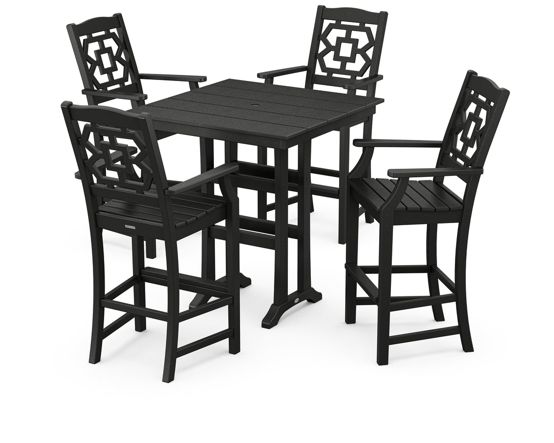 Martha Stewart by POLYWOOD® Chinoiserie 5-Piece Farmhouse Bar Set with Trestle Legs